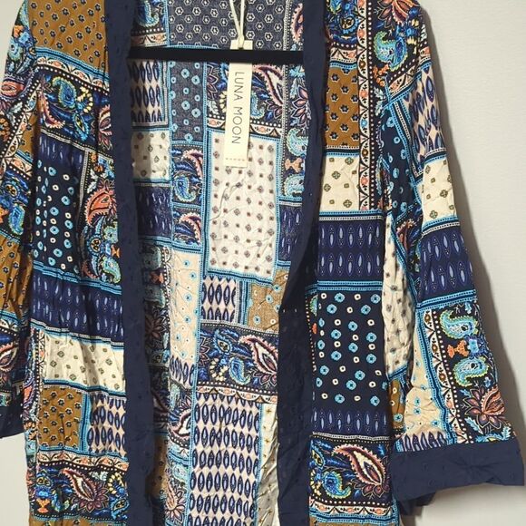 NWT Luna Moon Blue Open Front Cardigan - Picture 2 of 7
